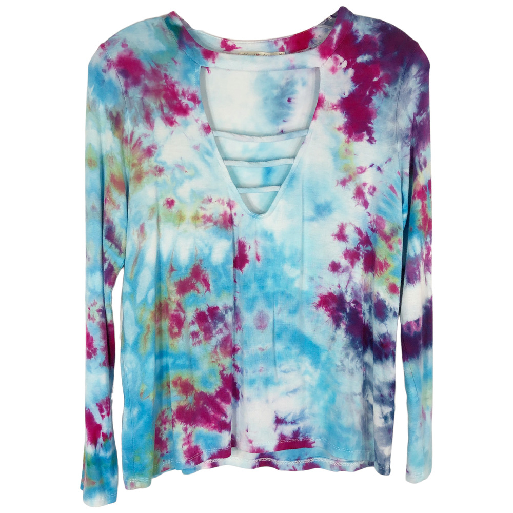 Heart Hips Medium Top Handmade Tie Dye Too Loud Blue Purple Pink Strappy 1113
